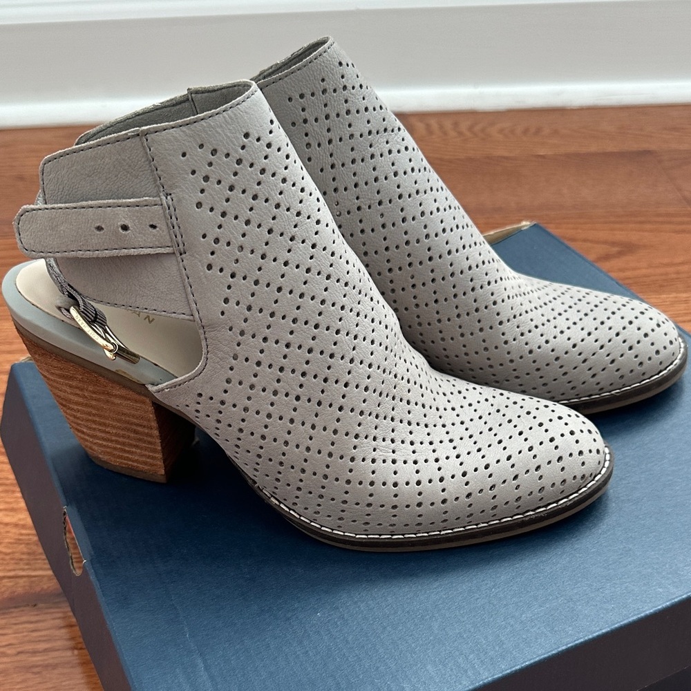Cole Haan Light Gray Perforated Ankle Booties